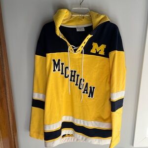Authentic University of Michigan Yellow and Navy Hockey Sweatshirt